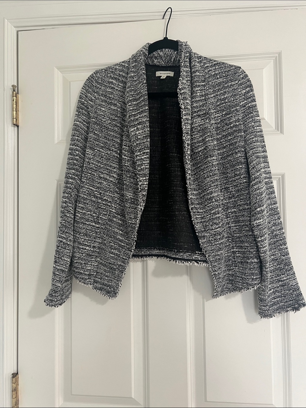 Black and White Open-Front Cardigan
